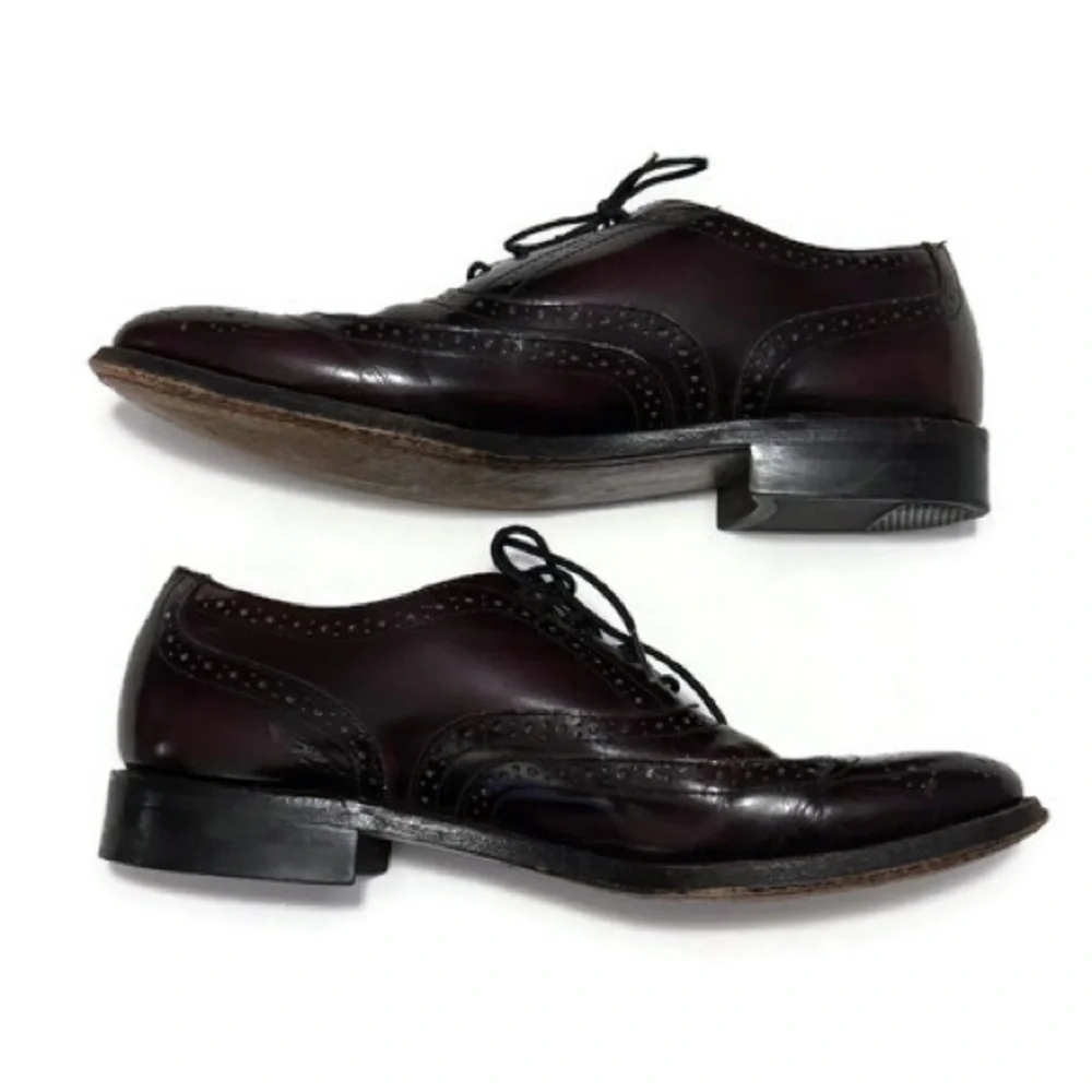 Jarman Leather Burgundy Brogue Wingtip Oxfords, Vintage Dress Shoes Men 8